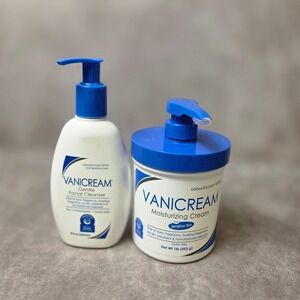 Vanicream Gentle Facial Cleanser 8oz and Moisturizing Cream 1lb Pump Set Bundle